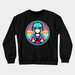 Gamer girl neon colorful Crewneck Sweatshirt